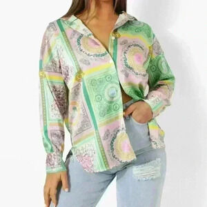 NWT BOOHOO SCARF PRINTED OVERSIZED SHIRT